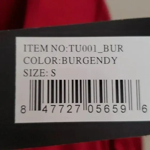 NWY Yelete ASYMMETRICAL burgundy tunic length top SZ SM - Picture 2 of 4